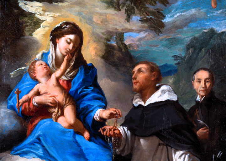 St. Dominic Receiving the Rosary from the Virgin Mary Promotional Banner by TAN Books